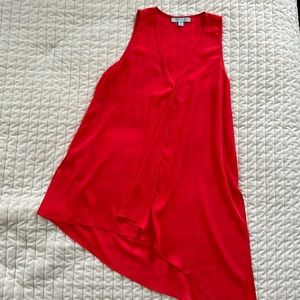 She + Sky Orange Asymmetrical Sleeveless Blouse size Small